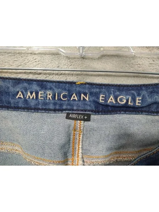 American Eagle Jeans Mens 40x32 Blue Denim Skinny Airflex Distressed Medium Wash - Picture 7 of 10
